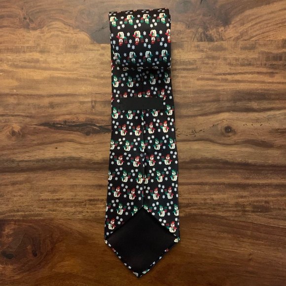 Retro Snowman Christmas Holiday Imported Silk Tie - Picture 2 of 5